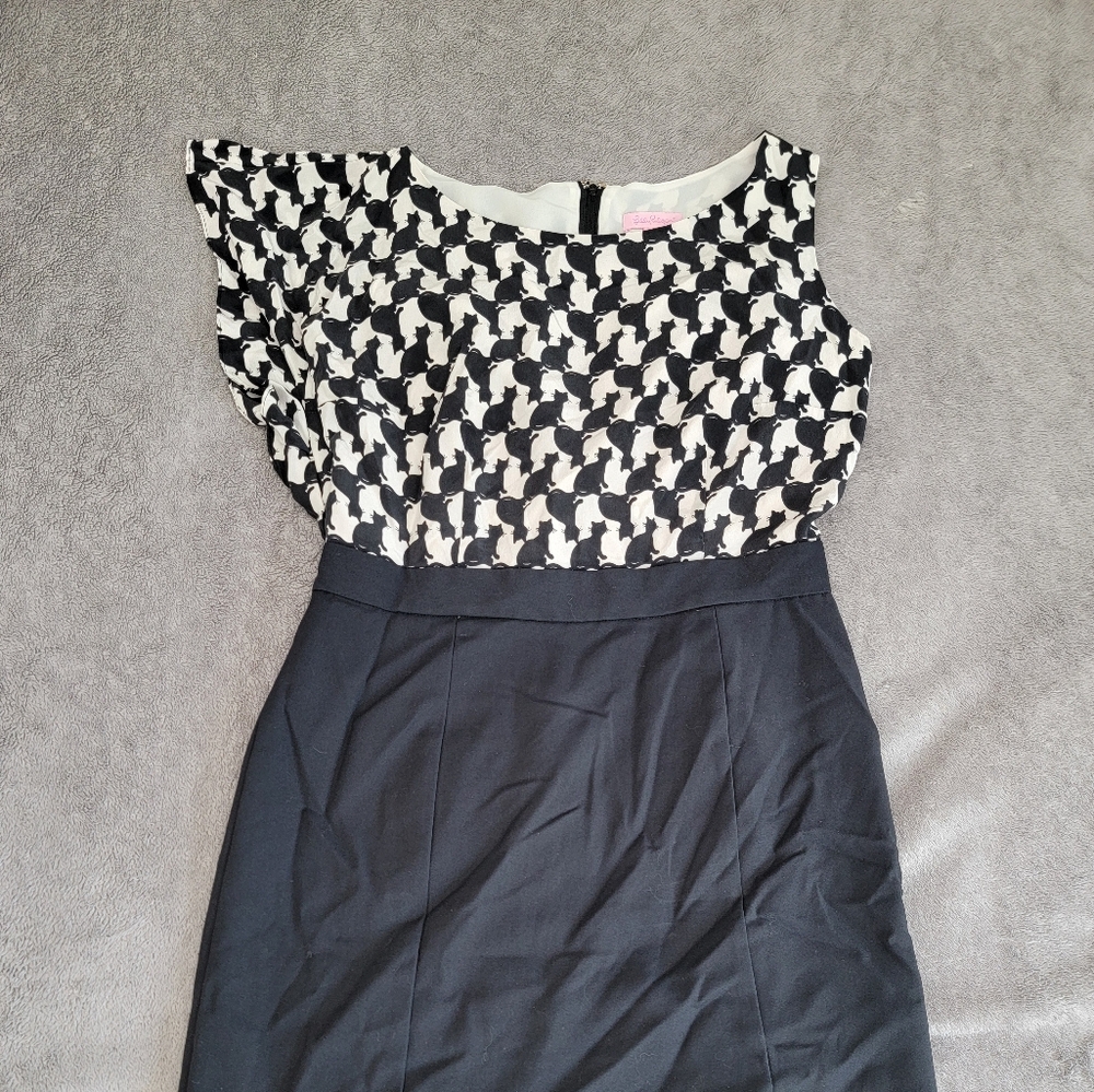 Lily Pulitzer Black and White Cat Pattern Dress